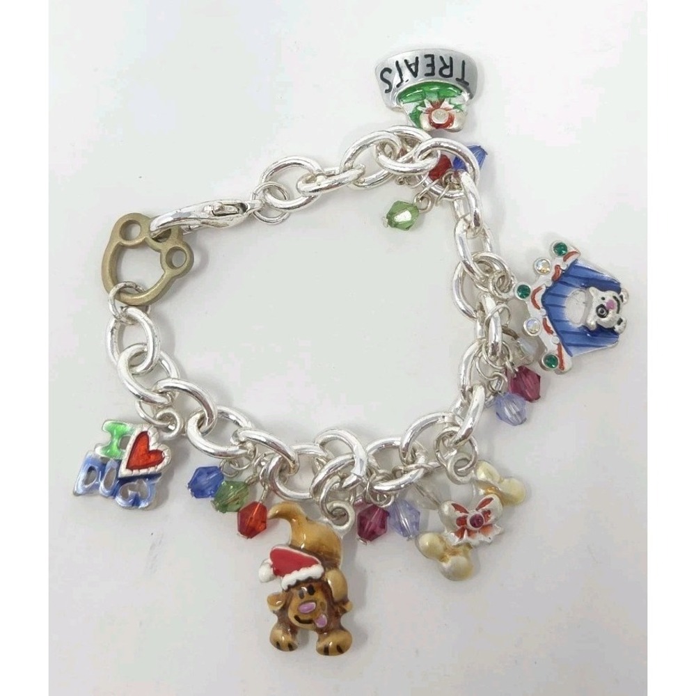 Vintage AJMC Dogs Christmas Charm Bracelet
